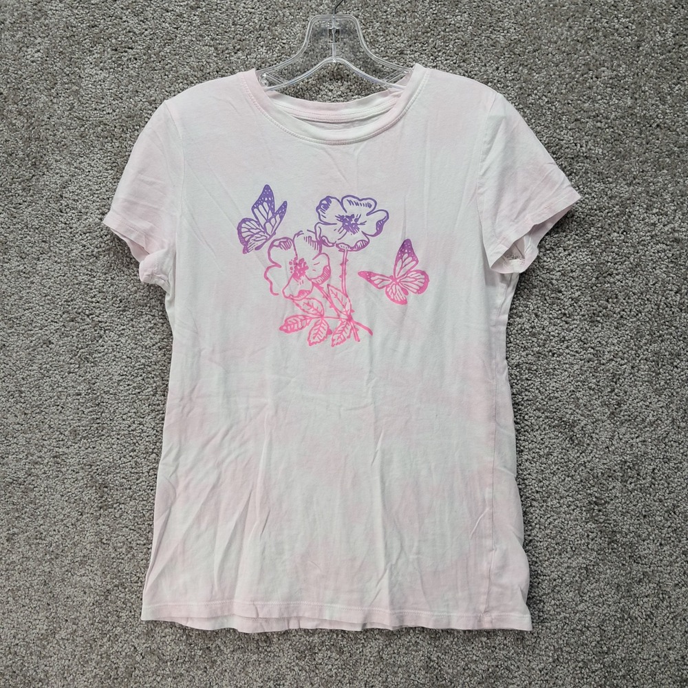 Aeropostale Womens Pink Tie Dye Butterfly Floral Graphic T-Shirt Large Classic